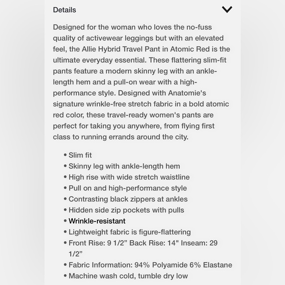 Anatomie Winter Allie Pants Red High-Rise - Picture 13 of 16